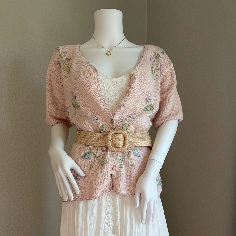 Vintage sweater, Heirloom Collection, Cotton blend, embroidered, beaded